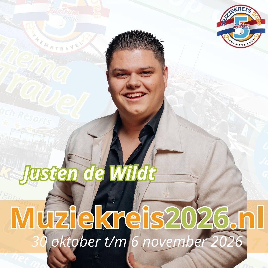 Jusin de Wildt - Line Up  Muziekreis 2026 van Thema Travel naar Long Beach Turkije - De Jubileum Editie!