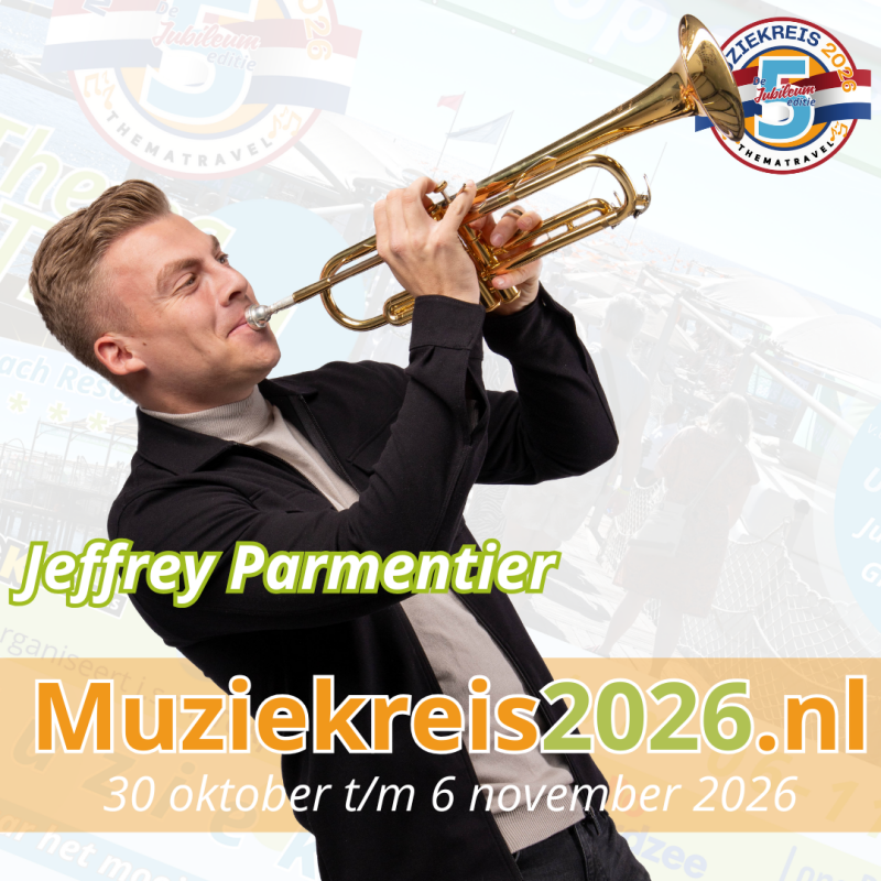 Jeffrey Parmentier  Line-Up Muziekreis 2026 Long Beach Resort de Jubileum Editie