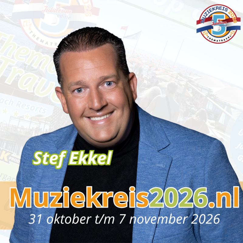 Stef Ekkel gaat mee met Muziekreis 2026 van Thema travel naar Long Beach Resort