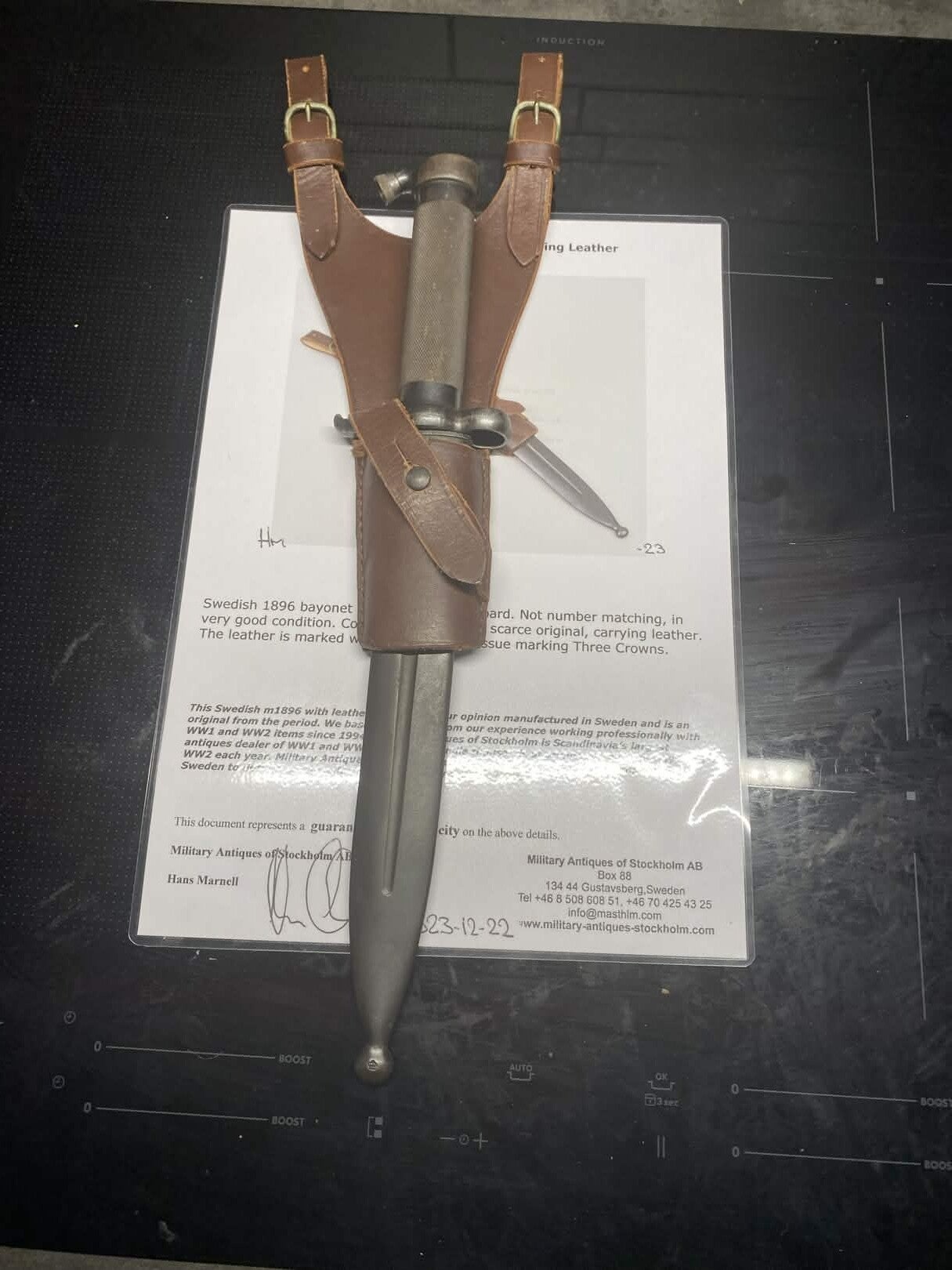 Swedish 1896 Bayonet with carrying Leather