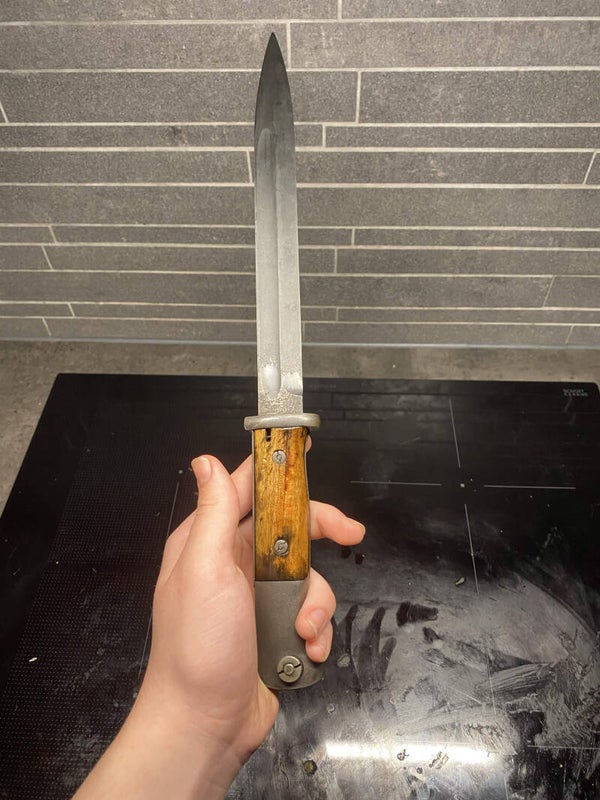 Restored K98 bayonet with wooden handle