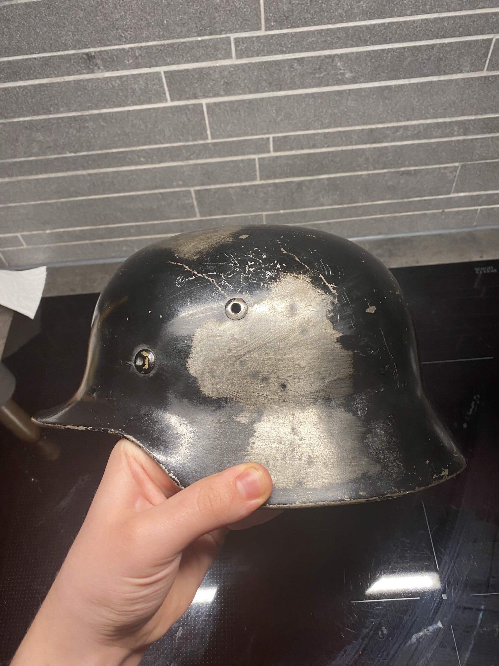 M35 post war used with original liner and paint on inside!