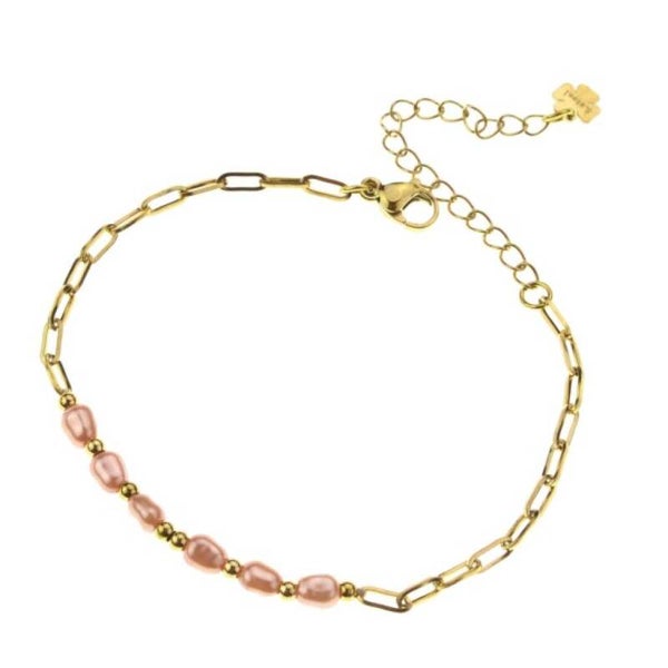 Armbandje pearls champagne GOLD