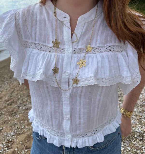 Ketting flowers long GOLD