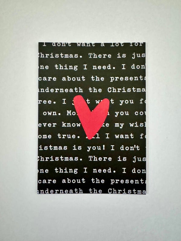 Kaartje All I want for Christmas Lyrics + hartje