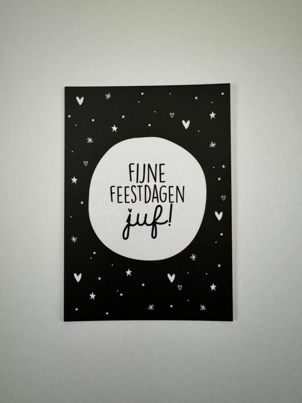 Kaartje fijne feestdagen juf