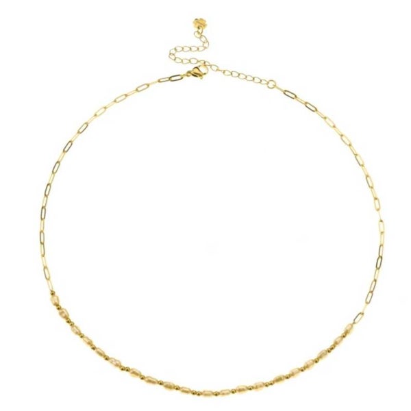 Ketting pearls champagne GOLD