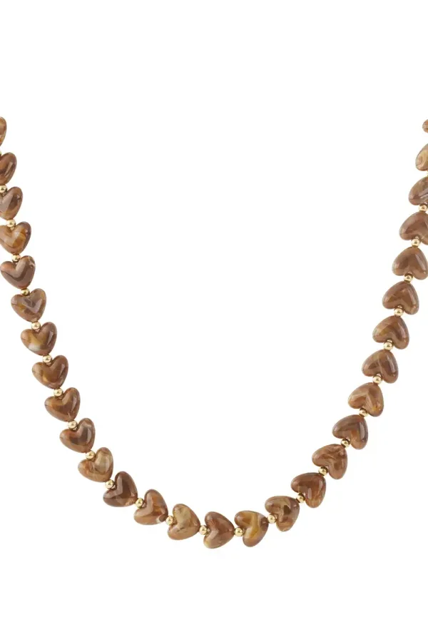 Ketting Hearts Brown Beads