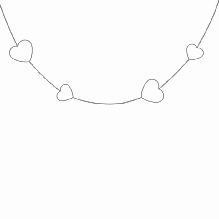 Ketting lang open hearts SILVER
