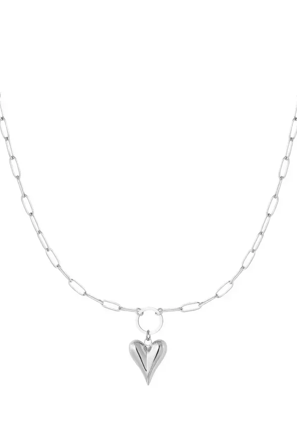 Ketting linked with heart SILVER
