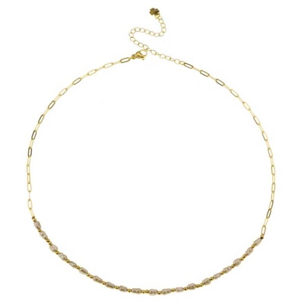 Ketting pearls taupe GOLD