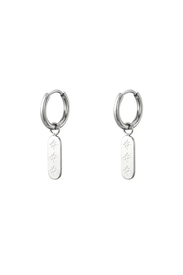 Oorbellen double chain sun SILVER