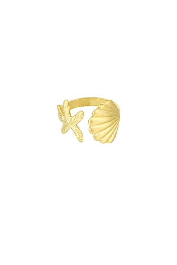 Ring sea shell and star GOLD and SILVER