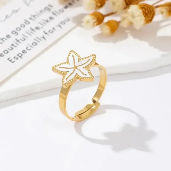 Ring white seastar GOLD