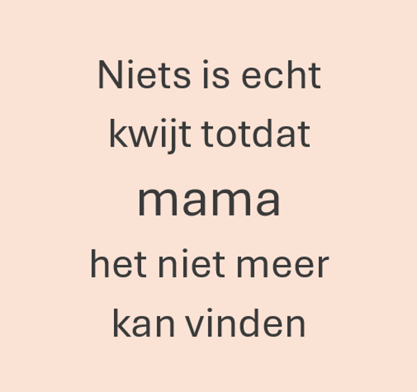 Niets is echt kwijt mama