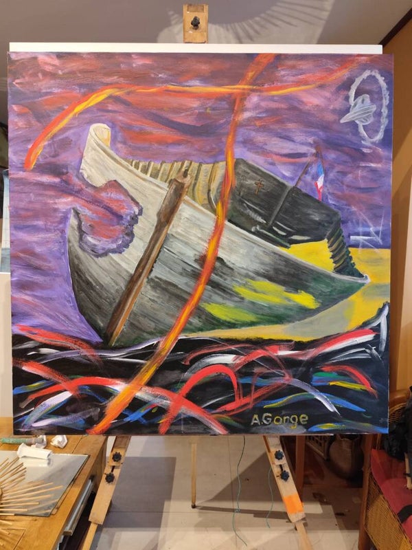 peinture artistique Bateau   épave