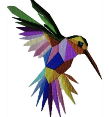 Spotigaai deze mooie vogel is kan Borduurstudio Sandra borduren op een gilet of jasje en zelfs een trui.