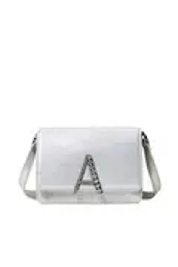 ACTITUDE TWINSET Borsa a tracolla argento con logo strass