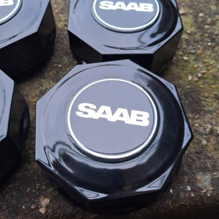 4 st Ronal/Inca/Silver Spoke Center Caps SAAB 99 900