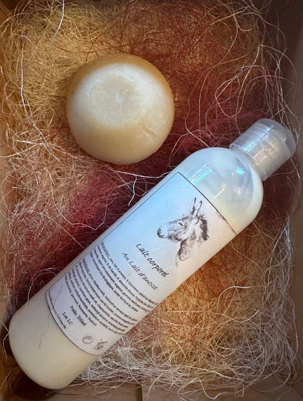 lait corporel au lait d'ânesse + savon au lait d'ânesse