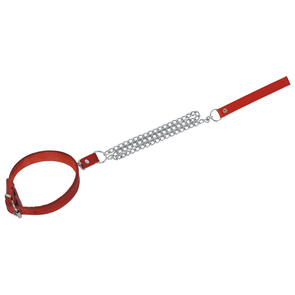 Halsband "Leidenschaft" mit fester Führungsleine rot 12026