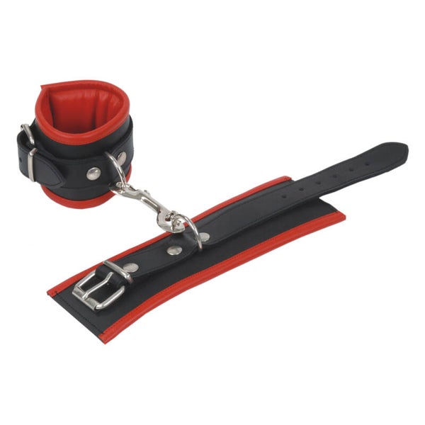 Handfessel midi gepolstert mit Karabinerhaken rot 12626