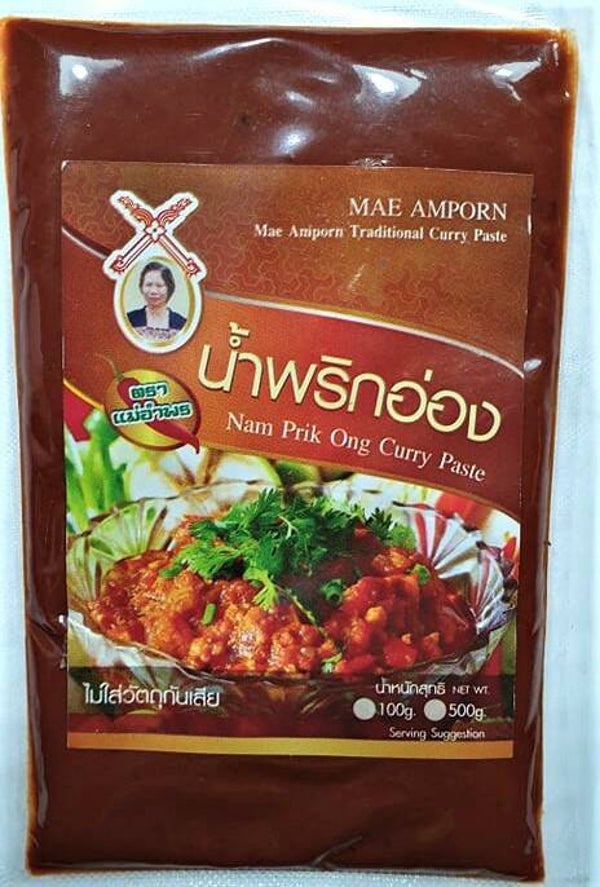 Nam Prik Ong  Curry Paste น้ำพริกอ่อง แม่อำพร 100g