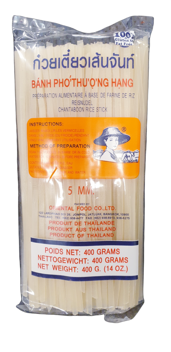 Rice noodle  5 Mm. 400gเส้นก๋วยเตี๊ยวแห้งแบบเส้นตรง 5mm (Framer Brand)
