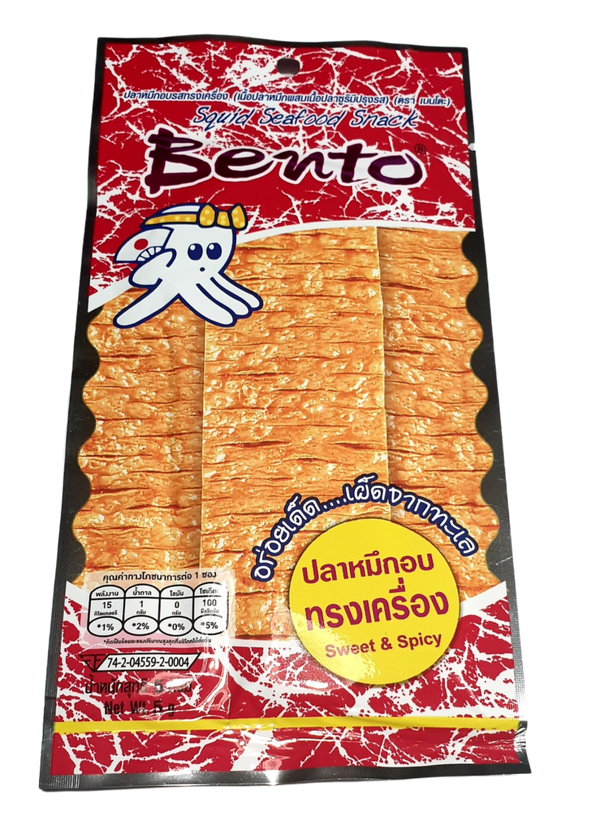 BENTO Squid Snack sweet & spicy (red) 20g ปลาหมึกอบรสทรงเครื่อง ตรา เบนโตะ