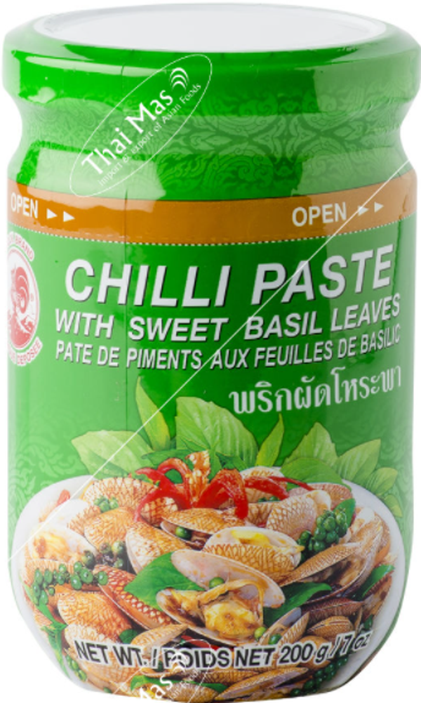 Chili Paste Sweet-Basil Leaves Horapa  200g พริกผัดโหระพา  (Cock Brand)