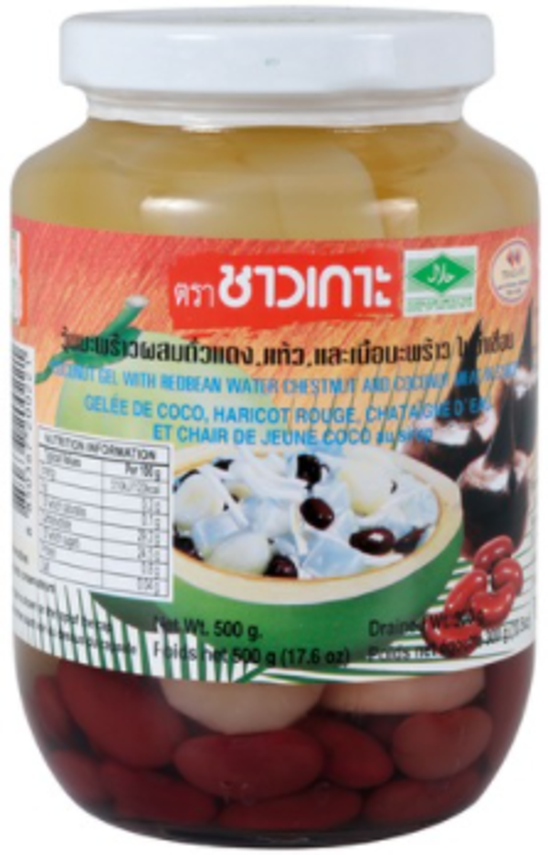 Coconut Gel withRedbean  water  chestnut  and coconut meat 500g (Chaokoh  Brand)