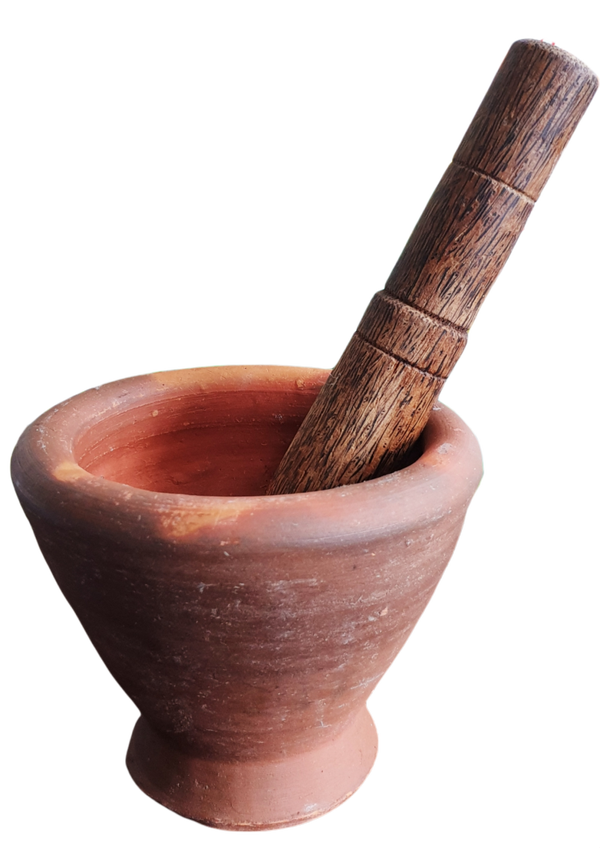 Earthen Mortar & Pestle  14cm ครกขนาดเส้นผ่าศูนย์กลาง 14 cm