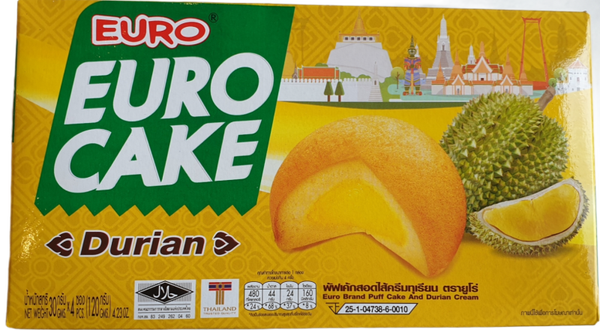 Euro Cake Durian 120g  (Euro Brand)พัฟเค้กสอดไส้ครีมทุเรียน