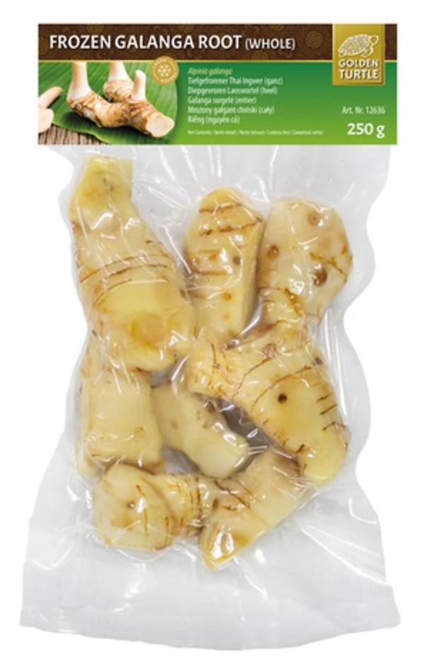 Frozen Galanga Root (Whole) (Golden trutle Brand)ข่าแช่แข็ง 250g