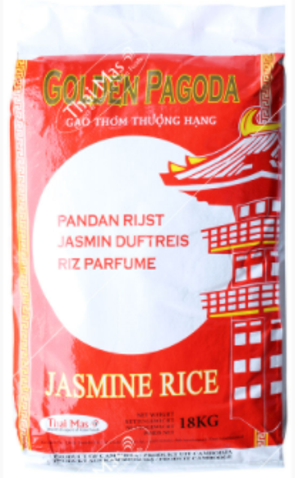 GOLDEN-PAGODA, Jasmine Rice, 18kg ข้าวหอมมะลิ