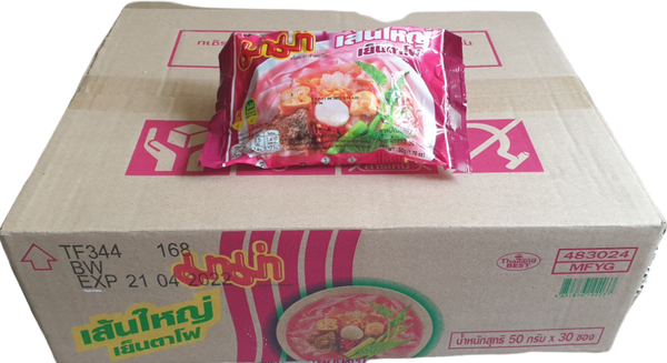 Instant Flat Noodles Yentafo 30PKGSx50g (Mama Brand)มาม่าเส้นใหญ่เยนตาโฟ