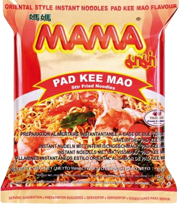 Oriental Style Instant Noodles Pad Kee  Mao Flavour  60g (Mama Brand)มาม่าผัดขี้เมา