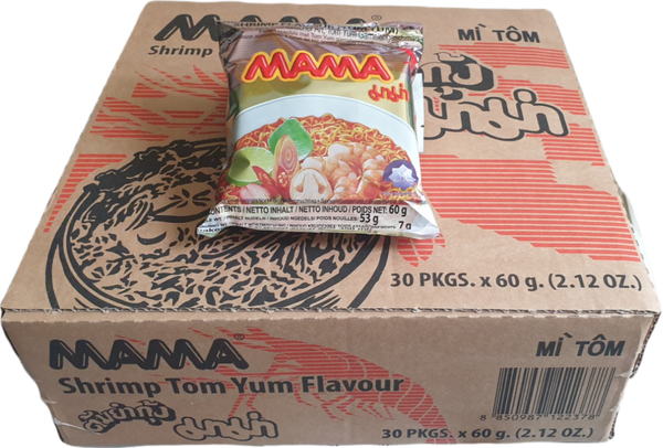 Orriental Style Instant Noodles Shrimp Flavour 30PKGSx60g (Tom Yum)มาม่าต้มยำกุ้งน้ำใส