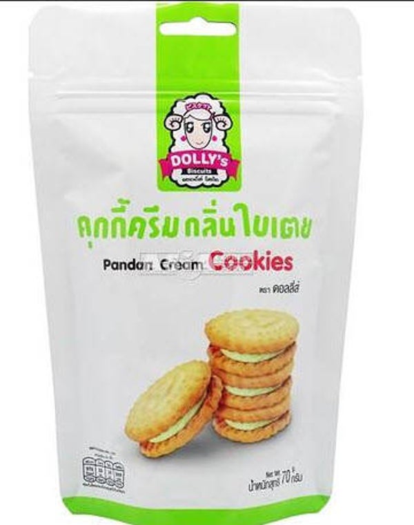 Pandan Cream Cookies คุกกี้ครีมกลิ่นใบเตย 70g Dolly's Brand