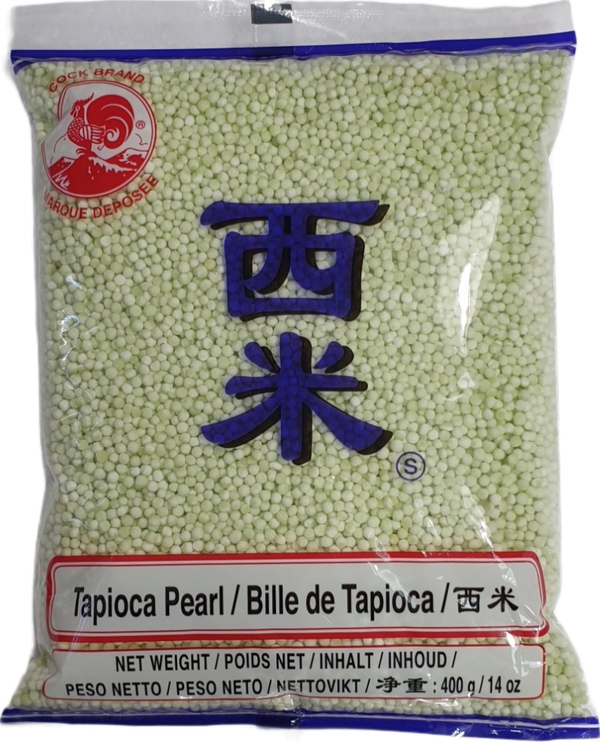 Pandan Tapioca Pearl 400g (Cock Brand)สาคูเม็ดเล็กใบเตย