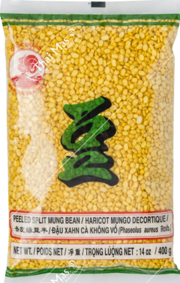 Peeled Split Mung Bean ถั่วเขียวเลาะเปลือก 400g (Cock Brand)