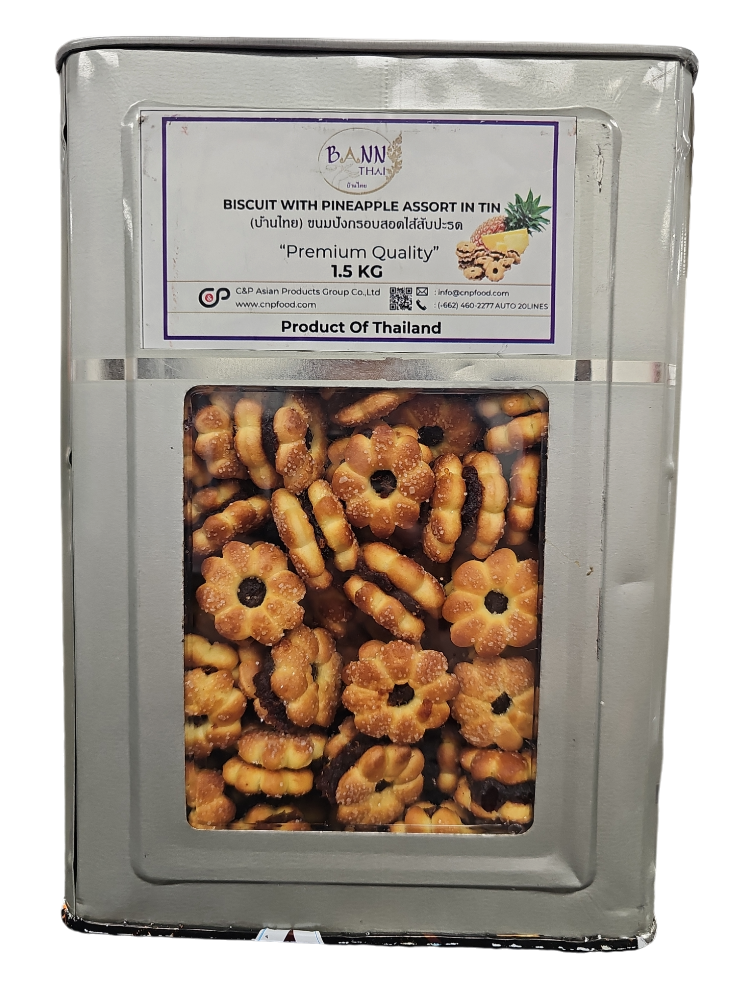 Biscuit Pineapple Assorted 1,5KG In Tin Bann Thai