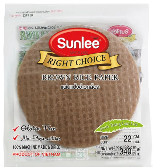 Brown Rice Paper Round Shape 22cm (Sunlee Brand) 340g
