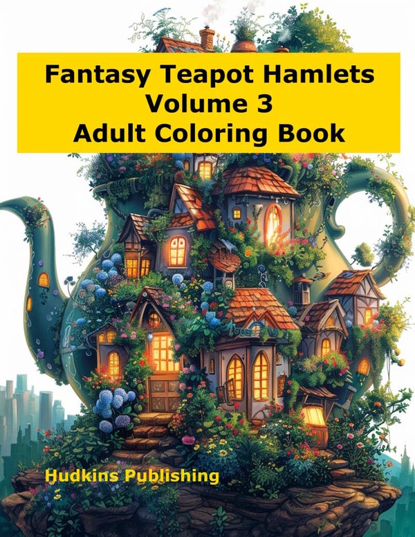 Fantasy Teapot Hamlets Vol 3 Adult Coloring Book Hudkins Publishing