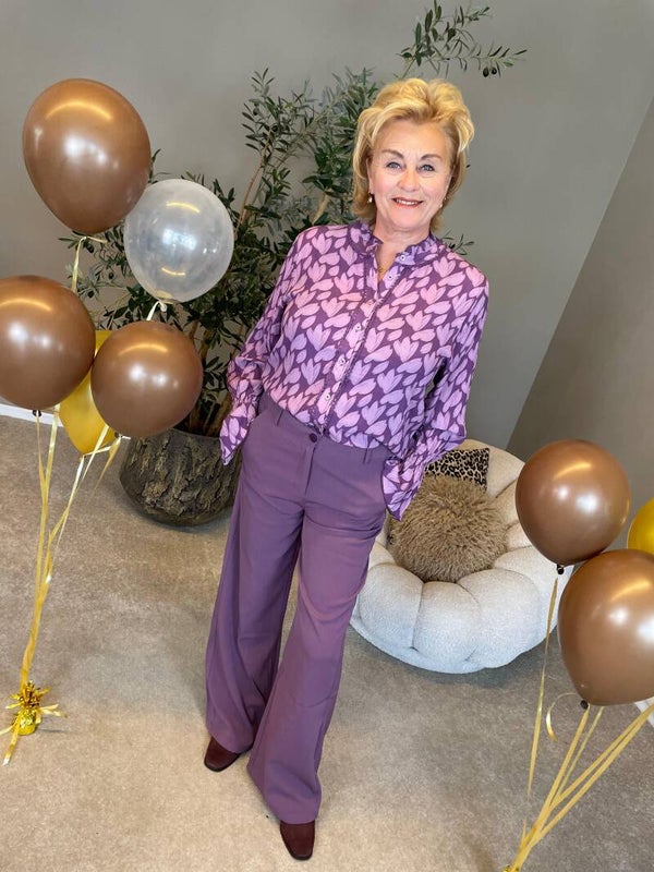 YDENCE Blouse Francesca Purple Flower