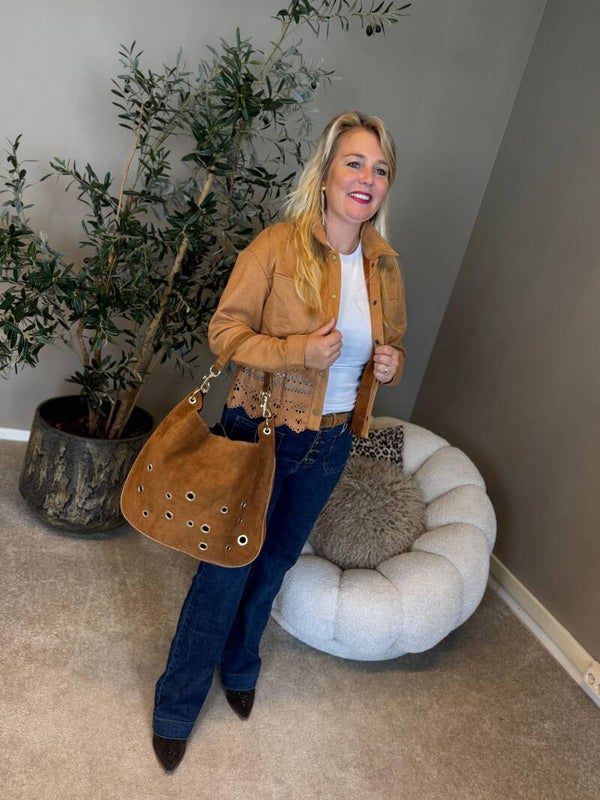 Suedine western jasje camel