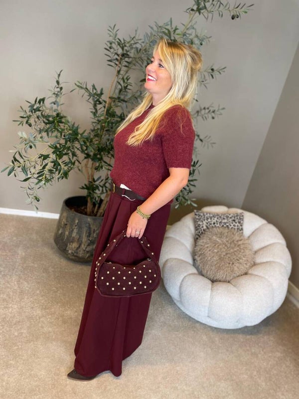 Wijde pantalon bordeaux