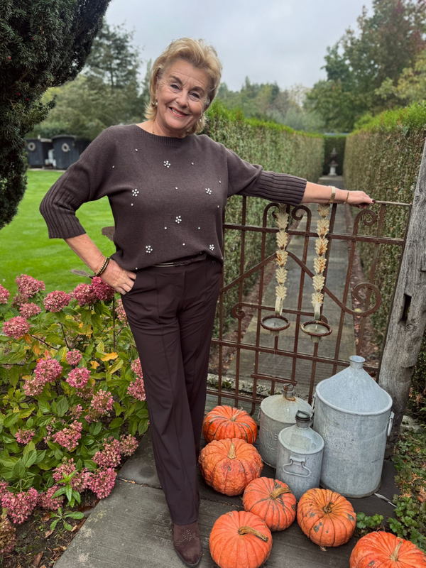 Lola top steentjes bruin
