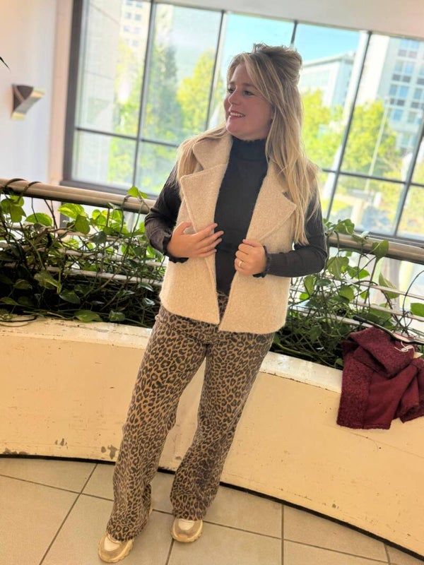 Grof gilet beige
