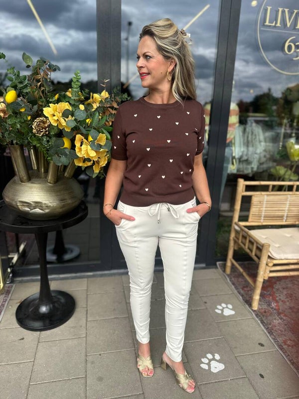 Hartjes top bruin met velvet hartje